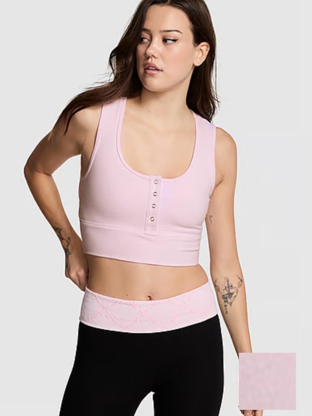PINK Victoria's Secret Light Pink Cotton Henley Scoop Bra